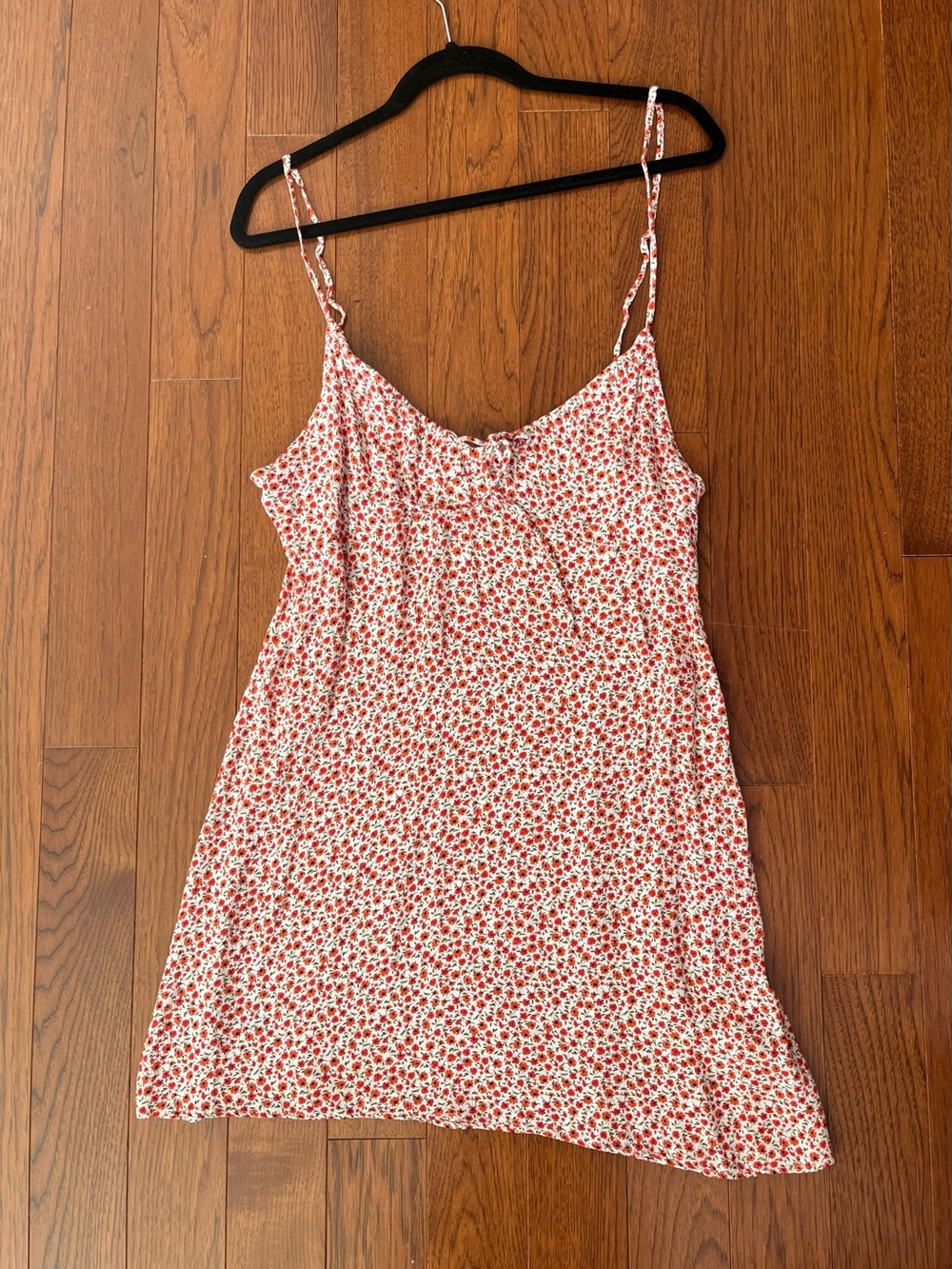 Pull&Bear Red and White Floral Slip Dress